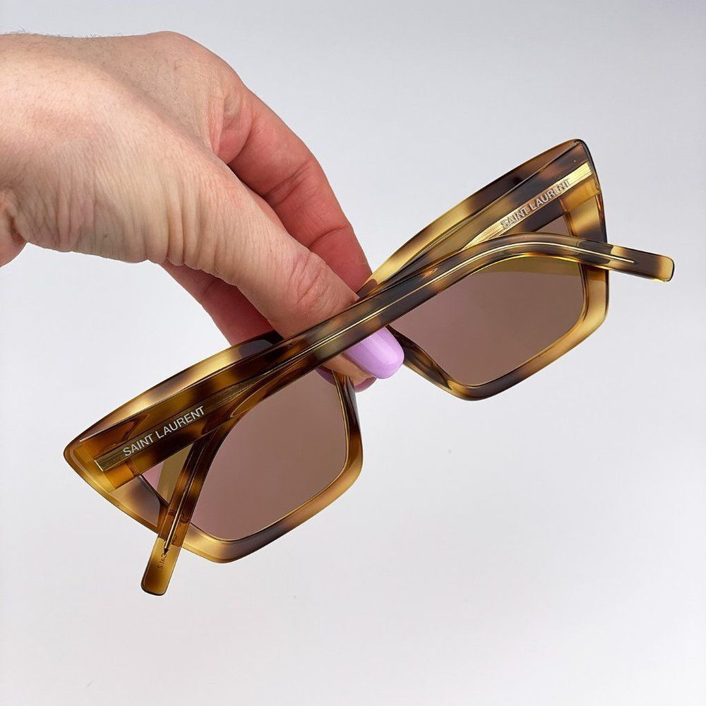 Saint Laurent SL276 MICA 022 Sunglasses Havana Yellow Cat Eye Women - Picture 4 of 13